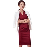 business suits women formal dress set classical new styles white collar beautician dress elegant pure color work uniforms