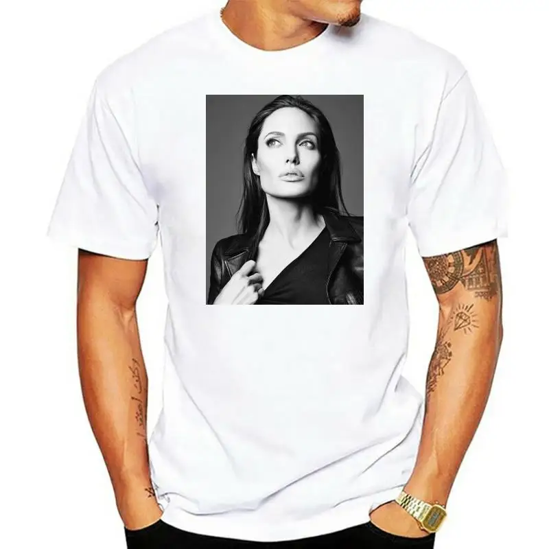 Angelina Jolie Men Unisex Or Women Fitted T-Shirt Brad Pitt Actress Tomb Rider For Youth Middle-Age Old Age Tee Shirt