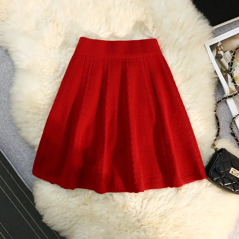 Зимняя плиссированная трикотажная юбка женская сексуальная эластичная