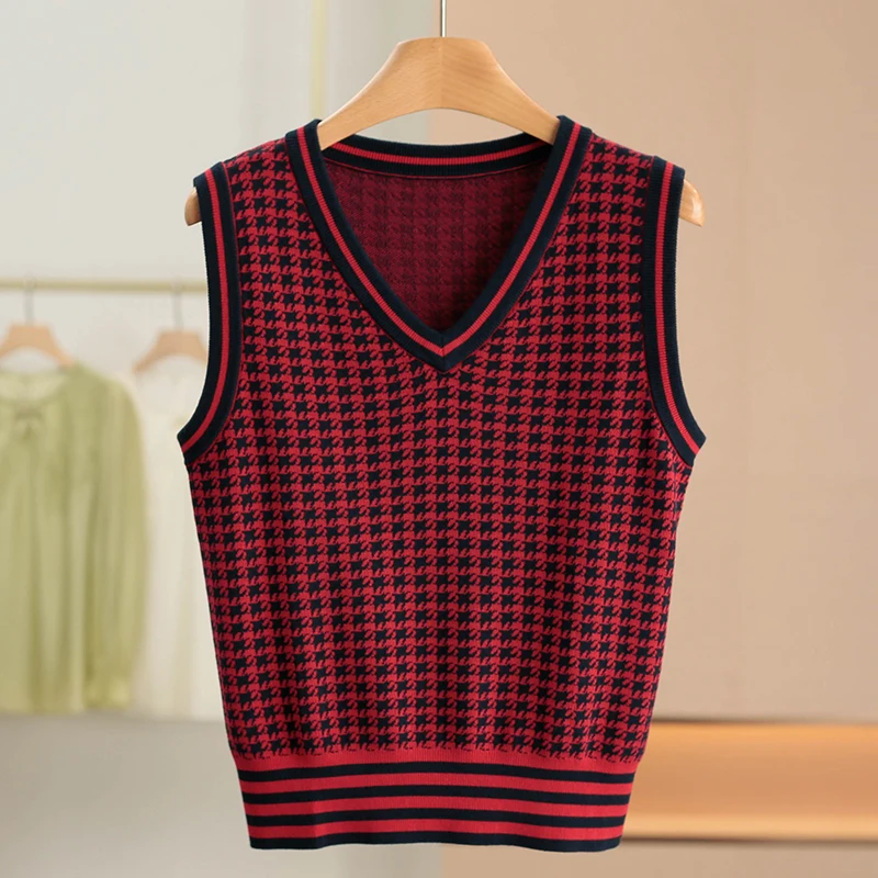 Xking [Hangzhou * Ze] в комплекте модал V-образный вырез пуловер жилет вязаный ~ 2024 осенняя