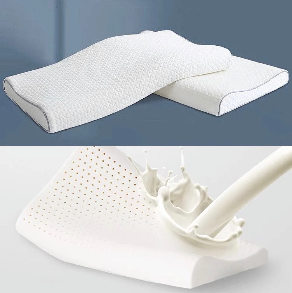 

100% Latex Pillow Single Core Natural Rubber Thin Pillow Low Pillow to Protect The Cervical Spine Designed for Peo