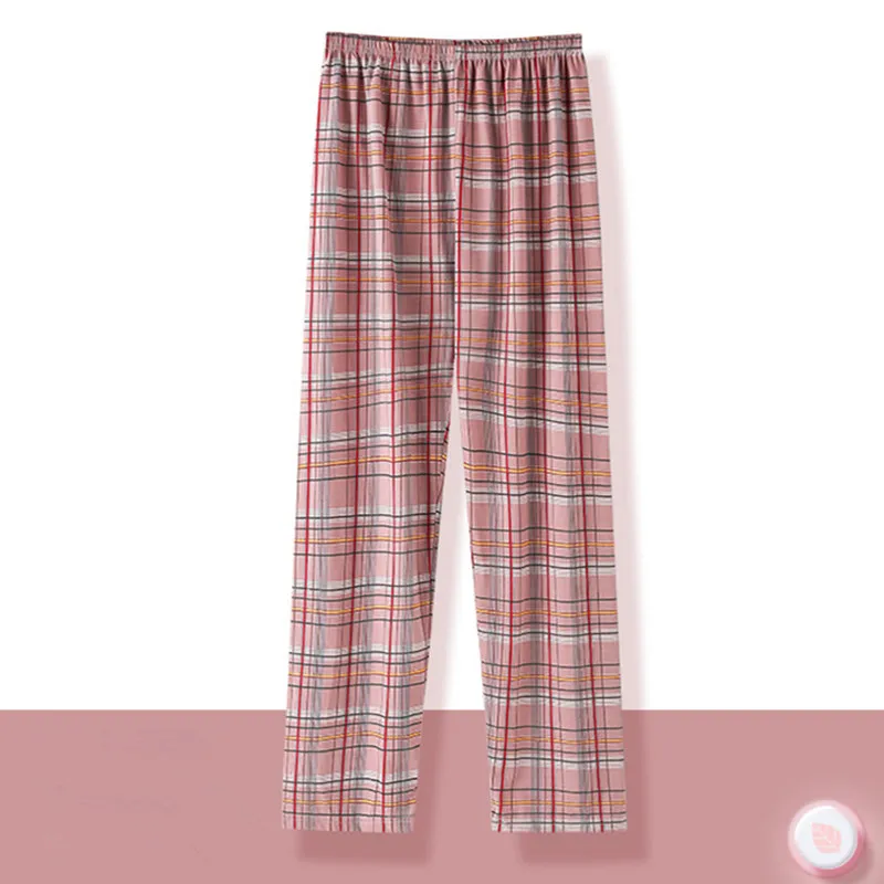 Fdfklak M-4XL Casual Plaid Spring Autumn Home Clothes New Cotton Sleepwear Pant For Women Trousers Comfortable Pajamas Pants