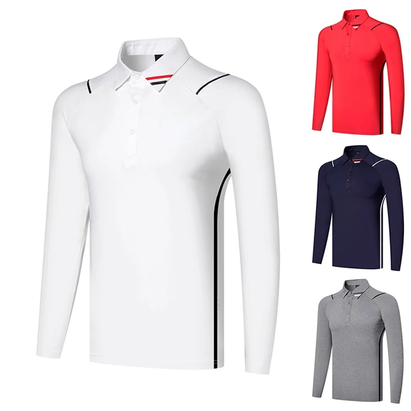 

22 Autumn Winter Golf Wear Men Sports Leisure Breathable Wicking Anti-pilling Polyester Quick Dry High Quality Golf T-shirt Polo