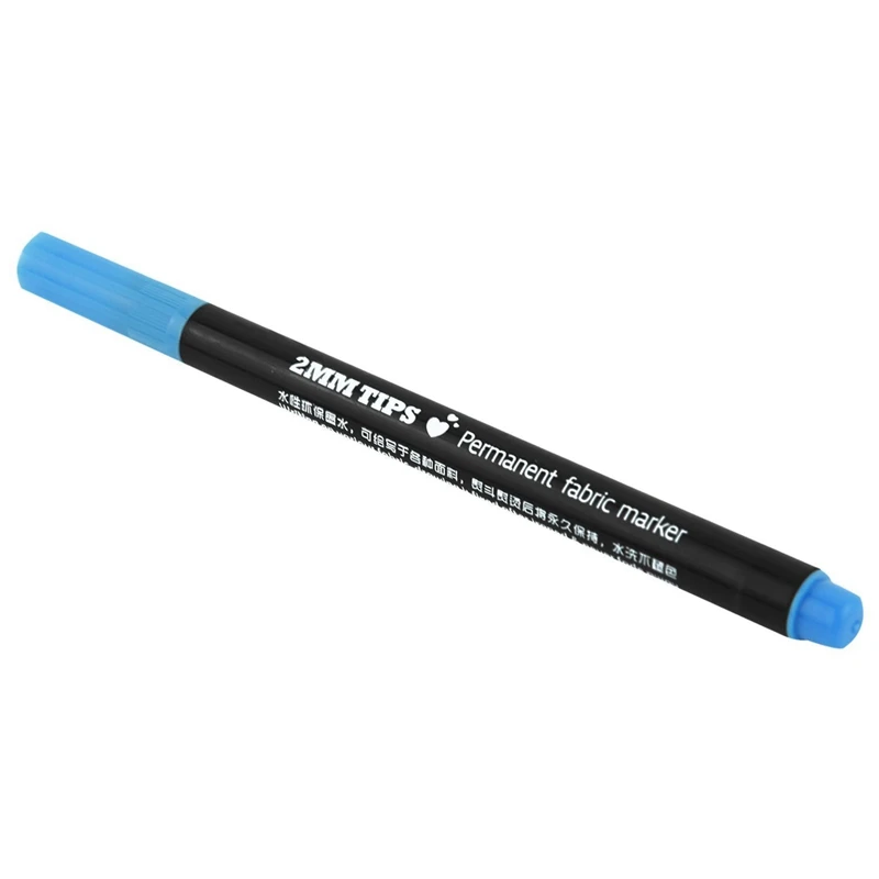 2 Pcs Fabric Marker Pens Permanent Colors For DIY Textile Clothes T-Shirt Shoes Blue &amp White |