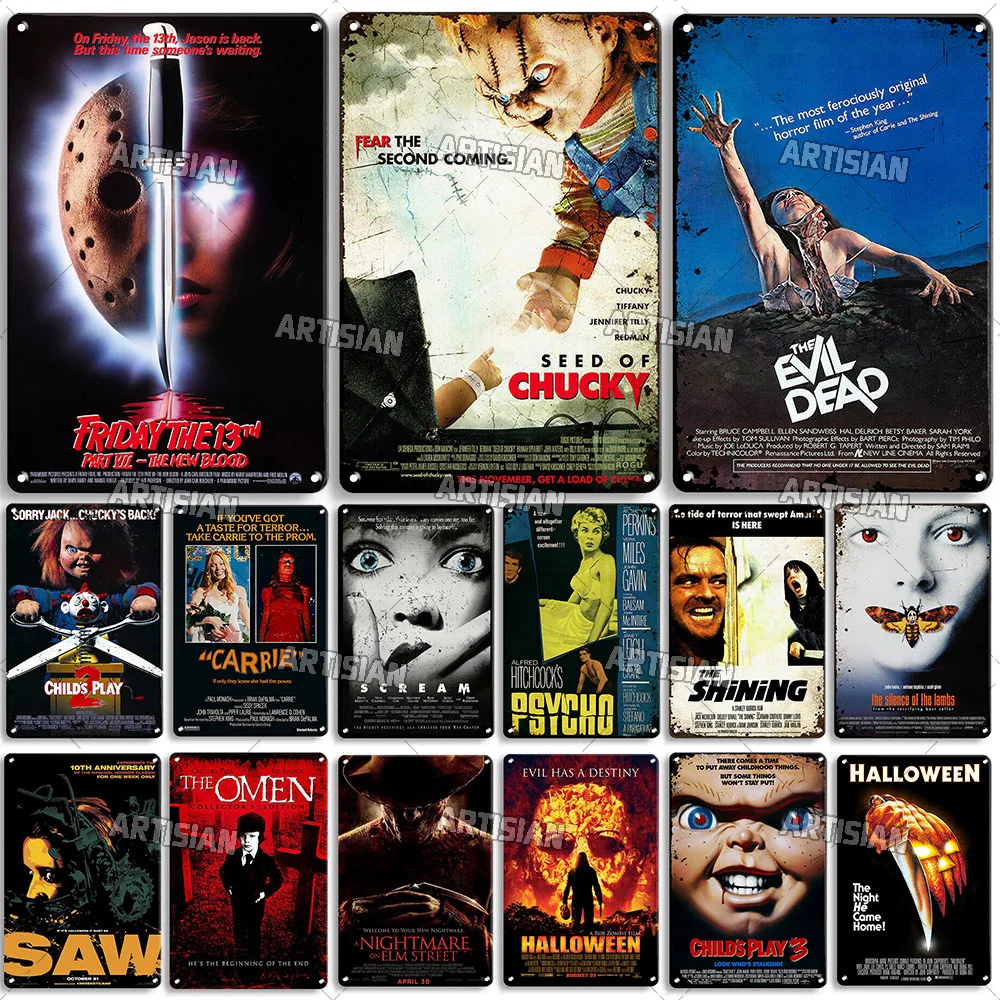 

Классический Ужасный фильм, металлическая табличка, ретро декоративная пластина, украшение на стену для бара, клуба, Ржавый металлический жестяной проектор, металлический постер для клуба