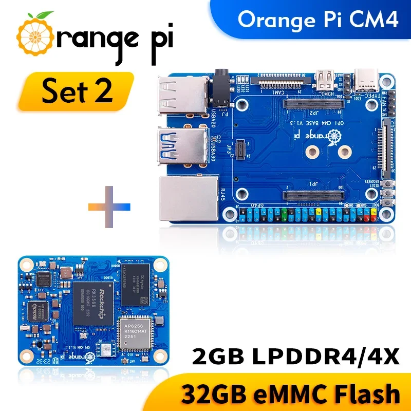 Фото BoaMasM Orange Pi CM4 2 ГБ ОЗУ + базовая плата RK3566 32 ГБ eMMC WIFI5-BT Orange Pi CM4 для Android, Ubuntu, Debian, Orange Pi Compute Mod №2