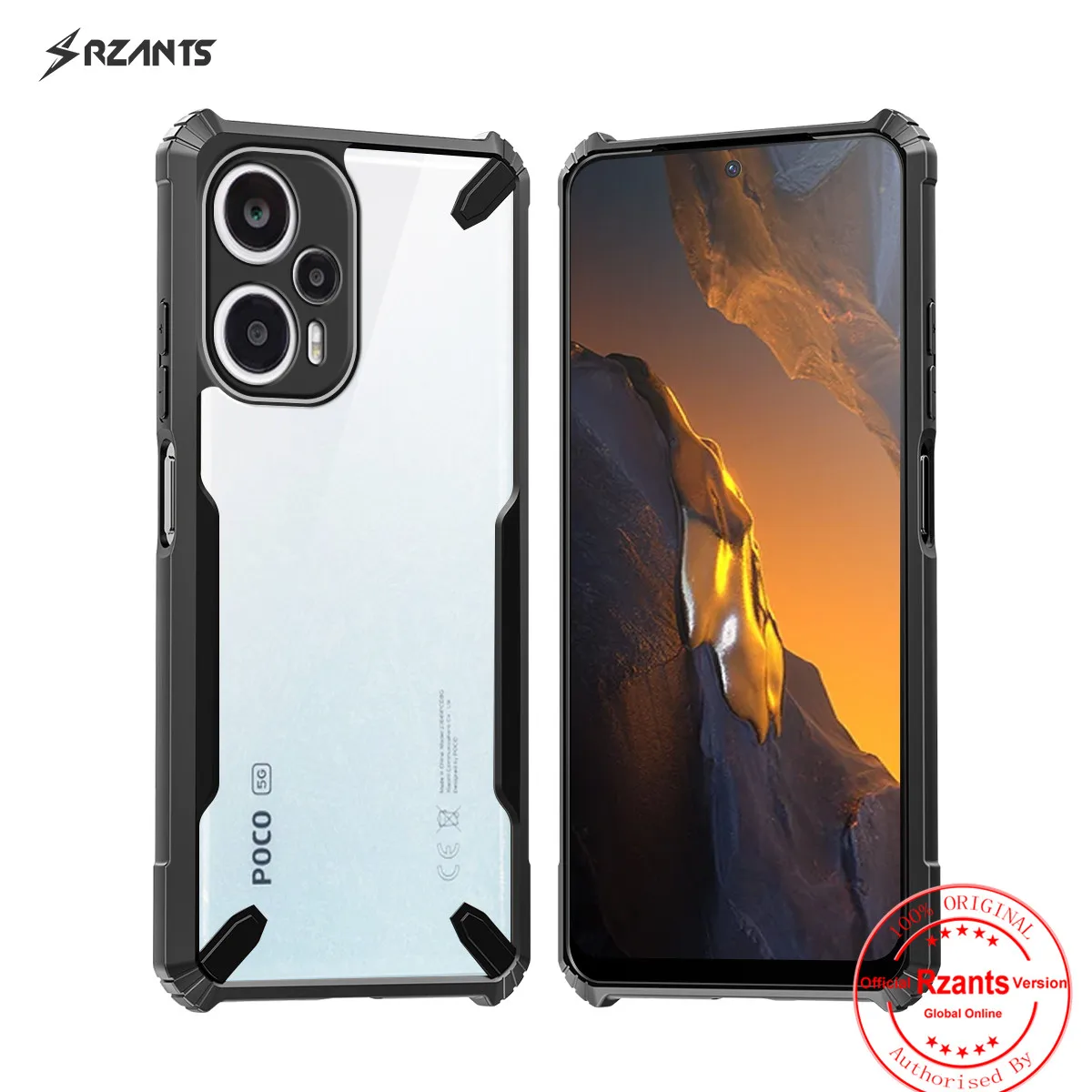 Прозрачный чехол Rzants для Xiaomi Poco F5 Redmi Note12 Turbo [Bull] дизайнерский тонкий прочный