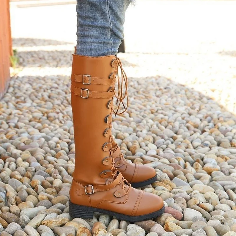 

Women's Knee High Snow Boots 2022 New Women's Boots Vintage Button Flat Shoes Women Boots Warm Booties Female Winter Women Shoes