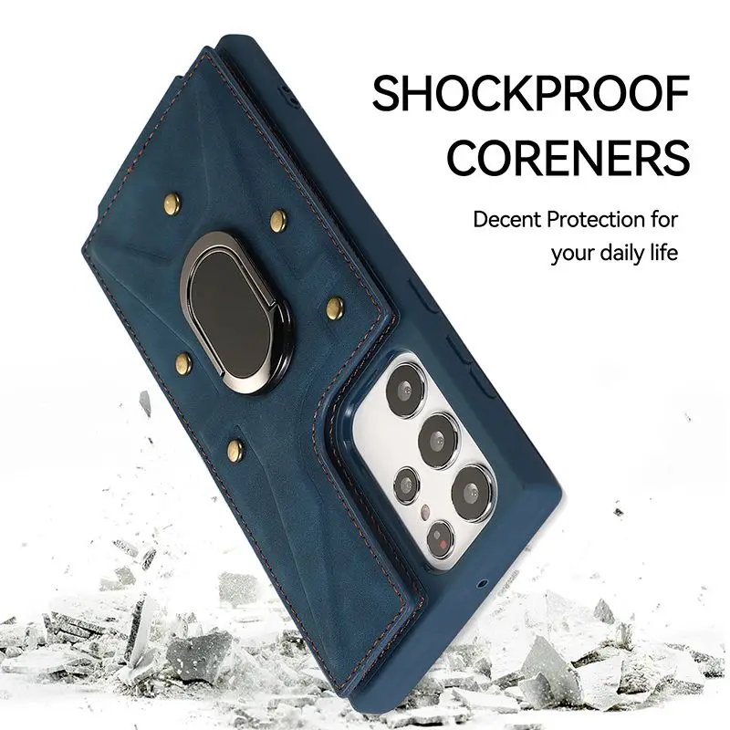 

Многофункциональный чехол-держатель для Samsung s23 s22, ультрароскошный кожаный чехол для Samsung Galaxy s21 s20 Plus FE, чехлы с отделениями для карт