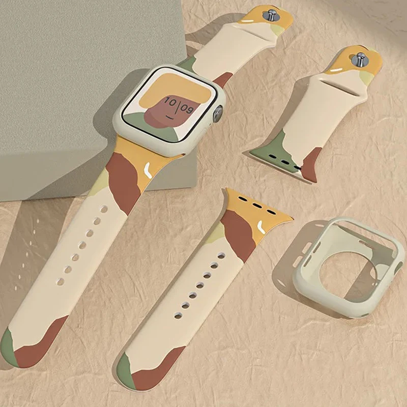 

Silicone Strap for Iwatch Band Soft Cartoon Morandi Adjustable Strap for Apple Replacement Watchband 38mm 40mm 42mm Bracelet