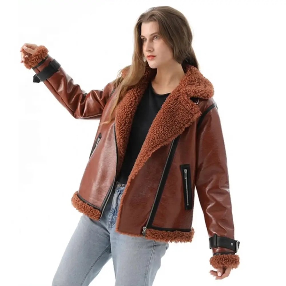 Women Winter Warm Fox Fur Coat Fashion Designer Teddy Fleece Real Fur Coat Zipper Cuff Lapel Bondage Elegant Jackets Plus Size