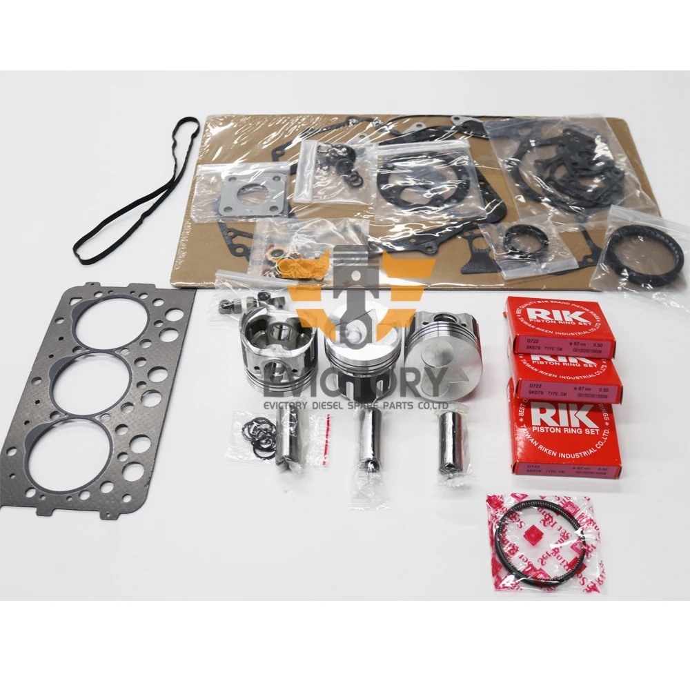 

For excavator kubota D782 repair gasket kit+ engine bearing set + piston + ring set