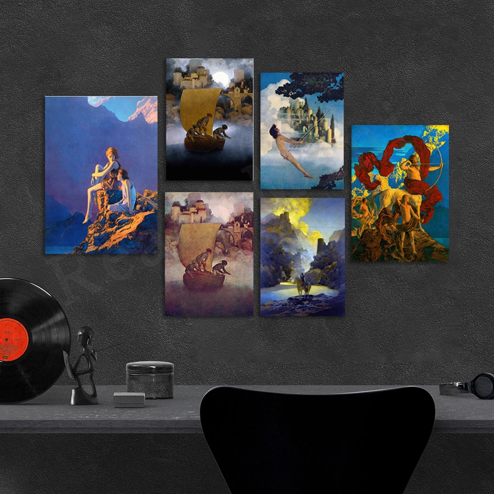 

Vintage Maxfield Parrish Poster 1909 "Aladdin", Art Nouveau, Mountain View, 1904 American Artist Illustration Classic Art Gift