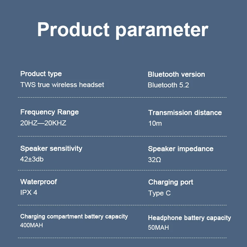 RUSAM BL31 Bluetooth Headset TWS Wireless Headphones Smart Touch Control Game Earbuds Active Noise Cancellation Sport Earphones