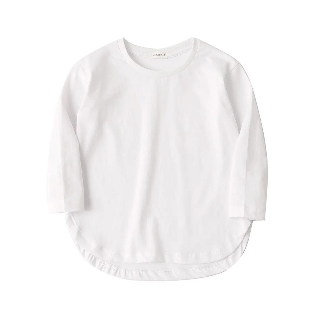 

Boys Spring White T Shirts for Girls Long Sleeve Child Tops Solid Color Kids Clothes 100-170cm