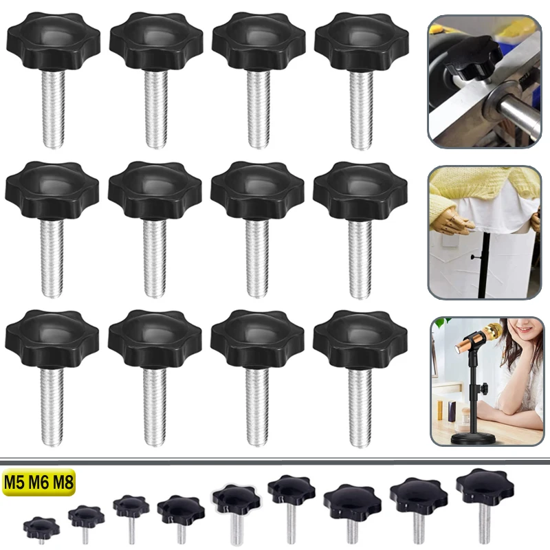 

5pcs Star Shape Thread Screw Handle Set Bolt Bakelite Hand Knob Tightening Screw For Plastic Steel Industry 25#32#38#