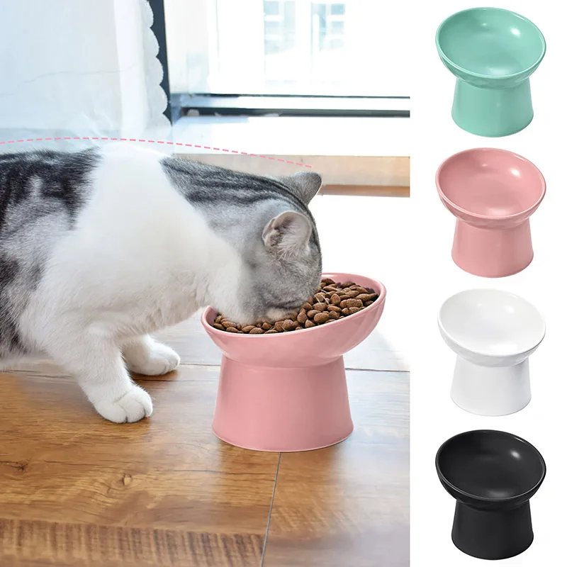 

Керамическая миска для собак и кошек, контейнер для пищи для щенков, миска для кормления с высокой ногой, матовая чаша для щенков и котят, тов...