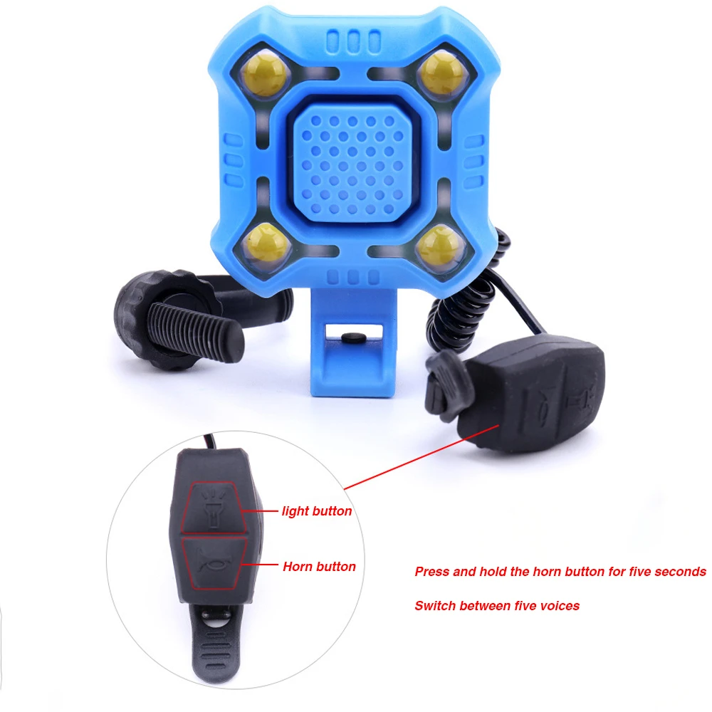 Велосипедный передний фонарь зарядка через USB с клаксоном водонепроницаемость