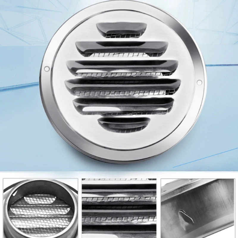 

Stainless Steel Ventilation Exhaust Grille Wall Ceiling Air Vent Grille Ducting Cover Outlet Heating Cooling Waterproof Vent Cap