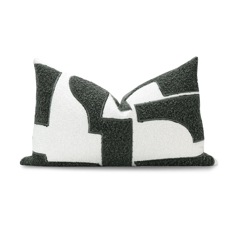 

Nordic Black White Cushion Cover 30x50cm Simple Luxury Soft Sofa Pillow Case Home Decoration INS Square Living Room Cushions
