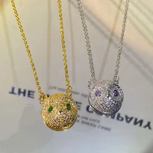 2022 NEW Creative Owl 18K Gold Full Diamond  Chain Pendant Necklace For Women Real  Crystal  Engagement Gift Jewelry
