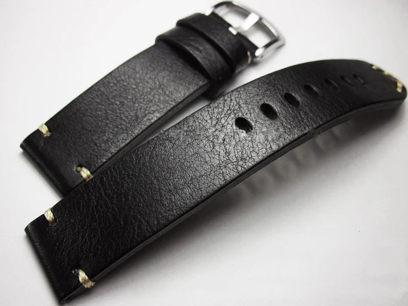 

Genuine Leather High-end Thick section Watchbands 18 19 20 21 22mm Man Black Watch Belt Handmade cozy Universal Watch Strap Band
