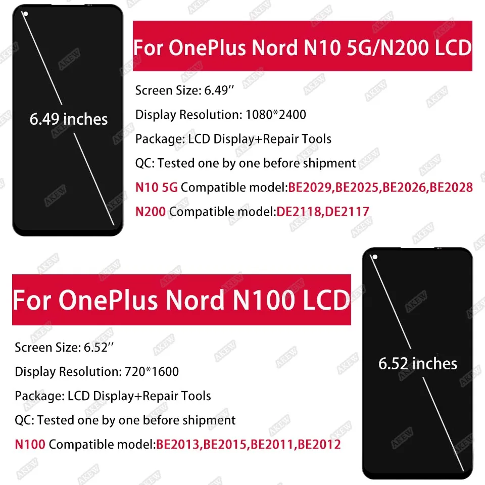 Фото Оригинальный сенсорный экран 6,49 дюйма для OnePlus Nord N10 5G LCD дисплей One Plus N100 N200 BE2013 BE2029 дигитайзер в сборе для замены №2