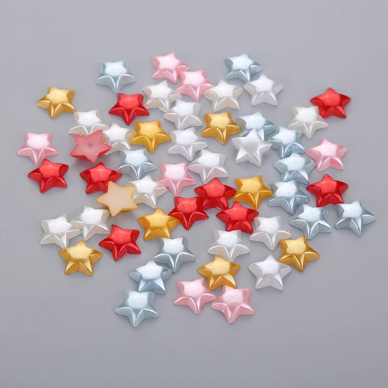 

Bulk Wholesale 1000pcs 10MM Star Shape ABS Imitation Pearls Flatback Beads For Art Scrapbooking Jewelry garment Making