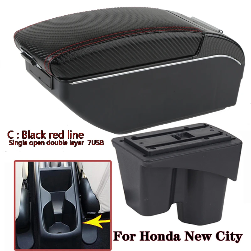 

Подлокотник для Honda, центральный двухслойный подлокотник с USB-зарядкой и светодиодными аксессуарами