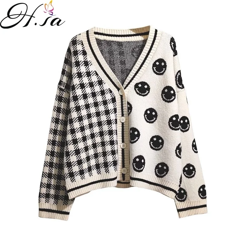 

HSA Cardigan Sweater For Women 2021 Winter And Autumn Women's Knitting Coat Loose Korean Style Outerwear Top Kimono Cardigan