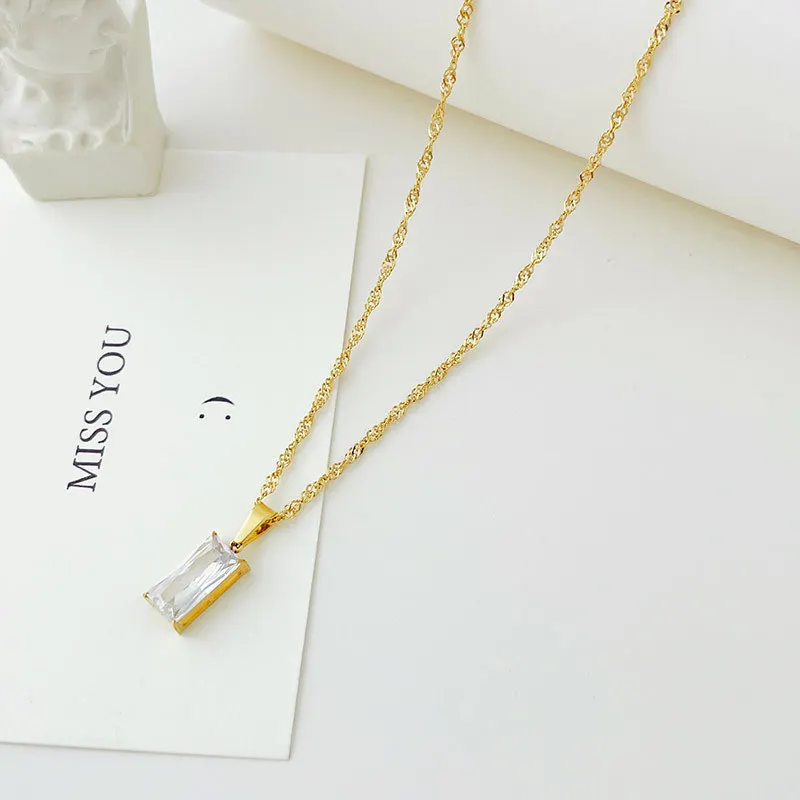 Французская простая новая позолоченная квадратная цепочка до ключиц 14 к модное