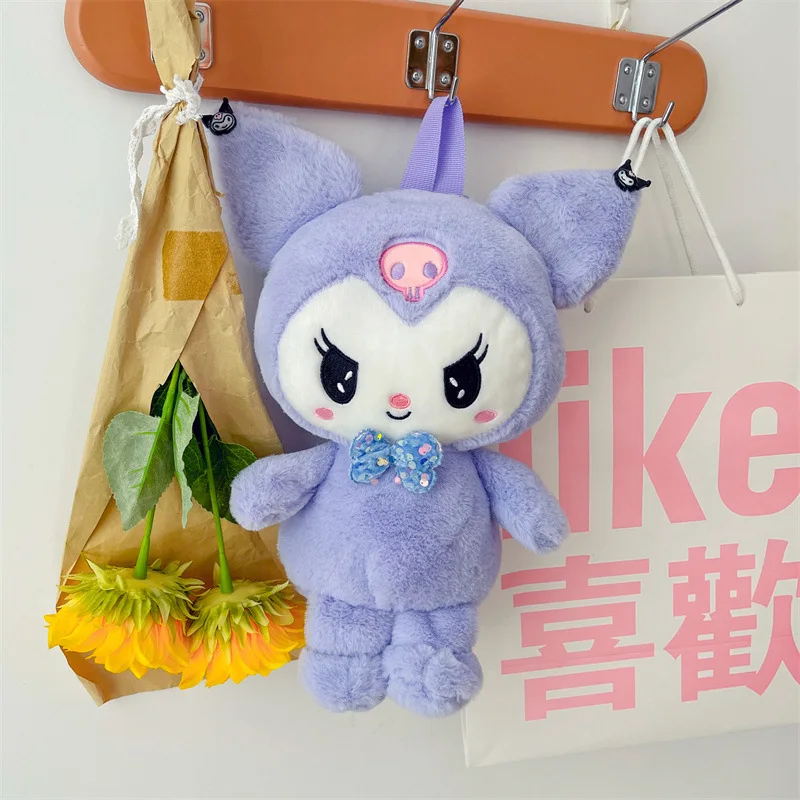 

Cartoon Sanrio Kuromi Plush Bag Female Kawaii Student Plush Doll Backpack Messenger Mobile Phone Bag Coin Purse Children's Gift