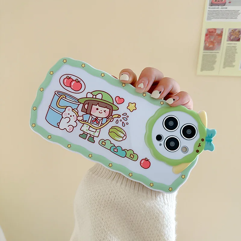 

Cartoon Kawaii Little Girl Bow Phone Case for iPhone 14 12 13 11 Pro ProMax Plus X XR Xsmax Shockproof Soft Phone Cover