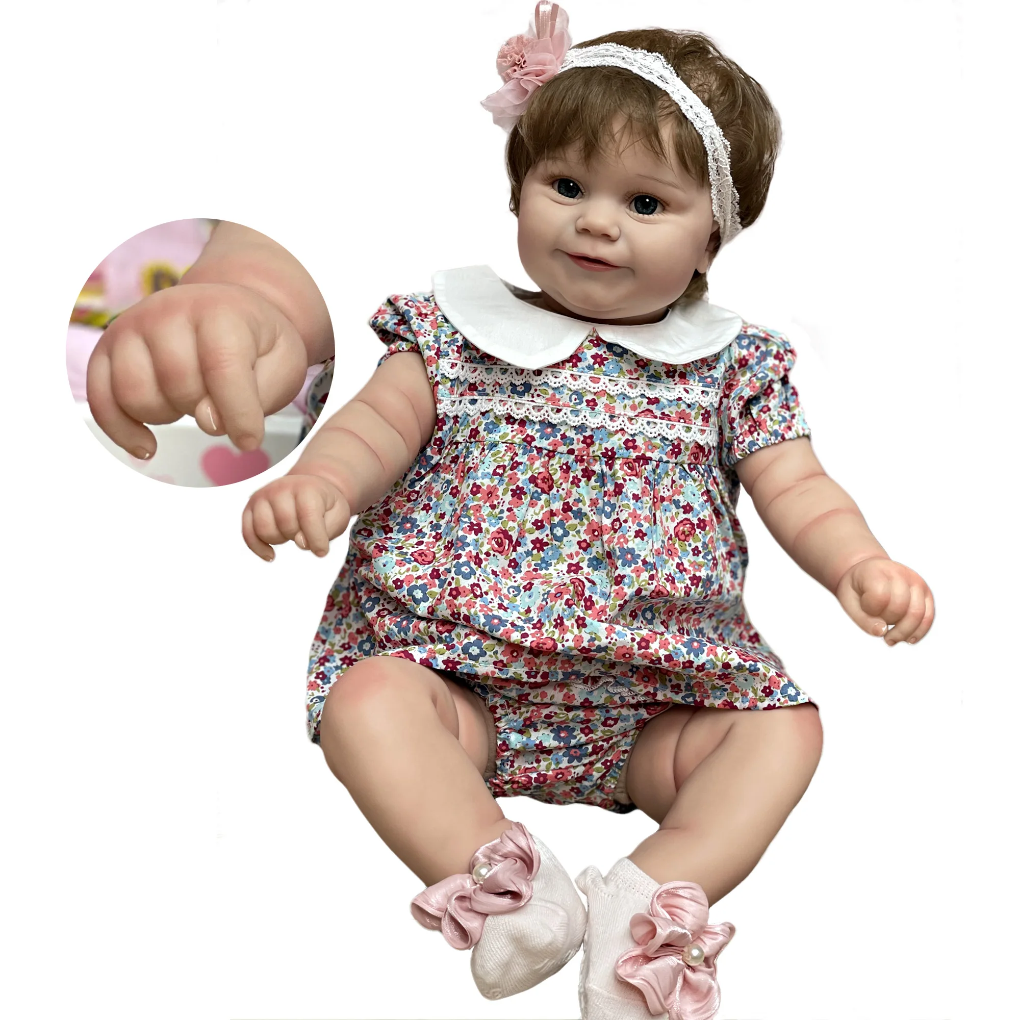 

24 Inch Maddie Reborn Doll Handmade Lifelike Newborn Baby Painted Bebe Reborn Doll With Red Polka dot Skirt