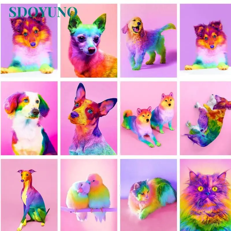 

SDOYUNO DIY Pictures By Numbers Dog Kits Coloring By Number Animal Drawing On Canvas Hand Painted Painting Art Gift Home Decor