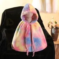 baby girls rainbow cloak plush fabric velvet printed fabric gradient flannel for coat dress accessories clothing