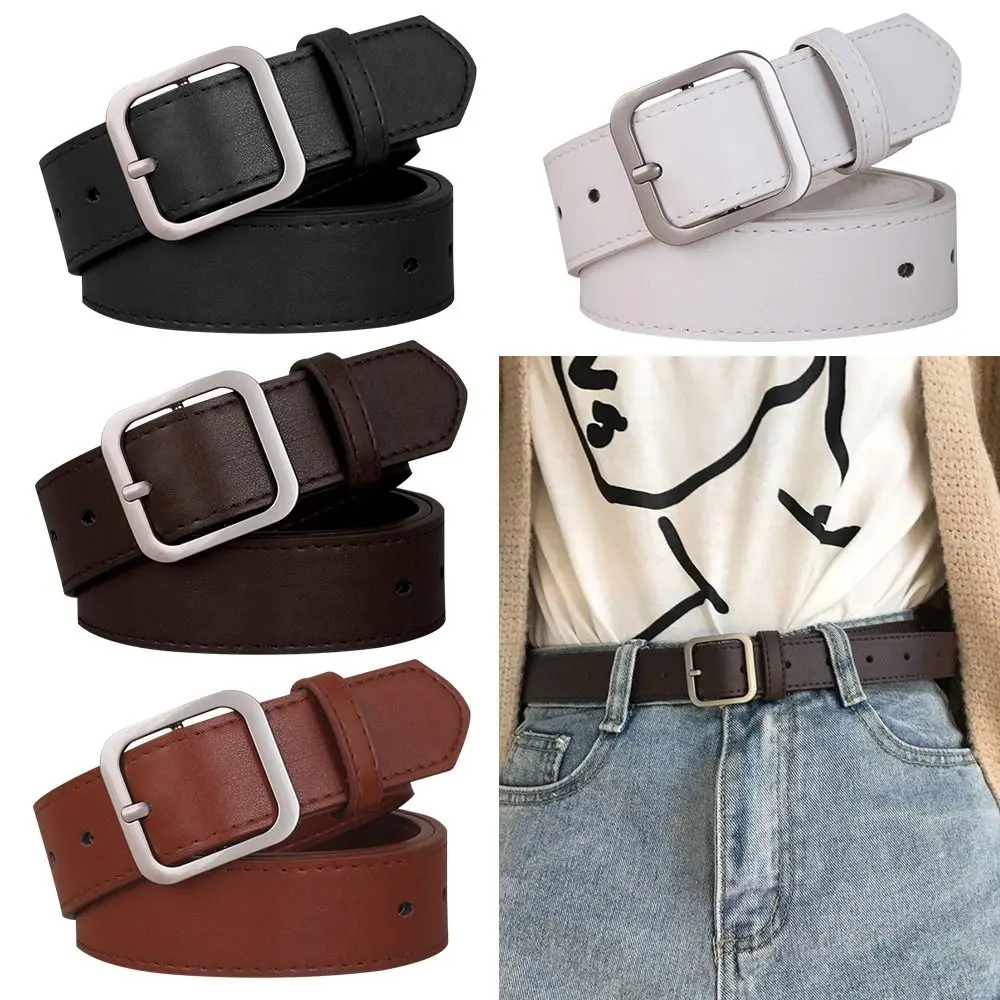 

Women Casual Wild Skirt All-match Square Buckle Waistband Ladies Dress Belts PU Leather Belt Pants Bands