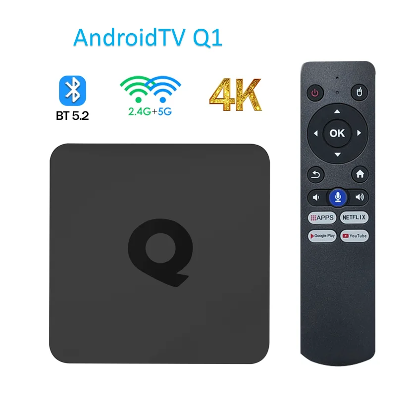 ATV Q1 H313 Quad Core Dual Wifi AndroidTV 11 TV Box 8GB 16GB 2,4G/5G BT5.2 Set Top Box Media Player