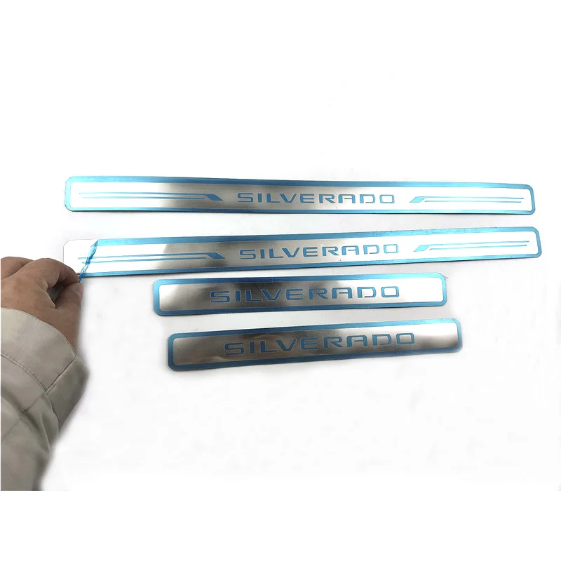 

4Pcs/Lot Stainless Steel For 2016-2022 Chervy Chevrolet Silverado Ultra-thin Door Sill Pedal Scuff Plate Cover Car Accessories