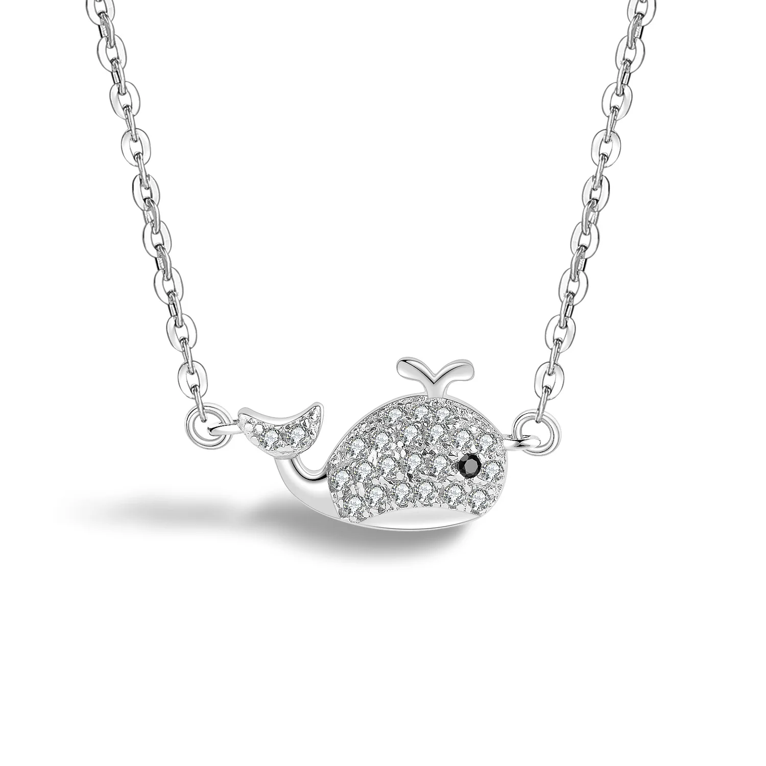 

New S925 Sterling Silver Women's Necklace Light Luxury High Grade Whale Shining Necklace Simple and Versatile Collar Accessories