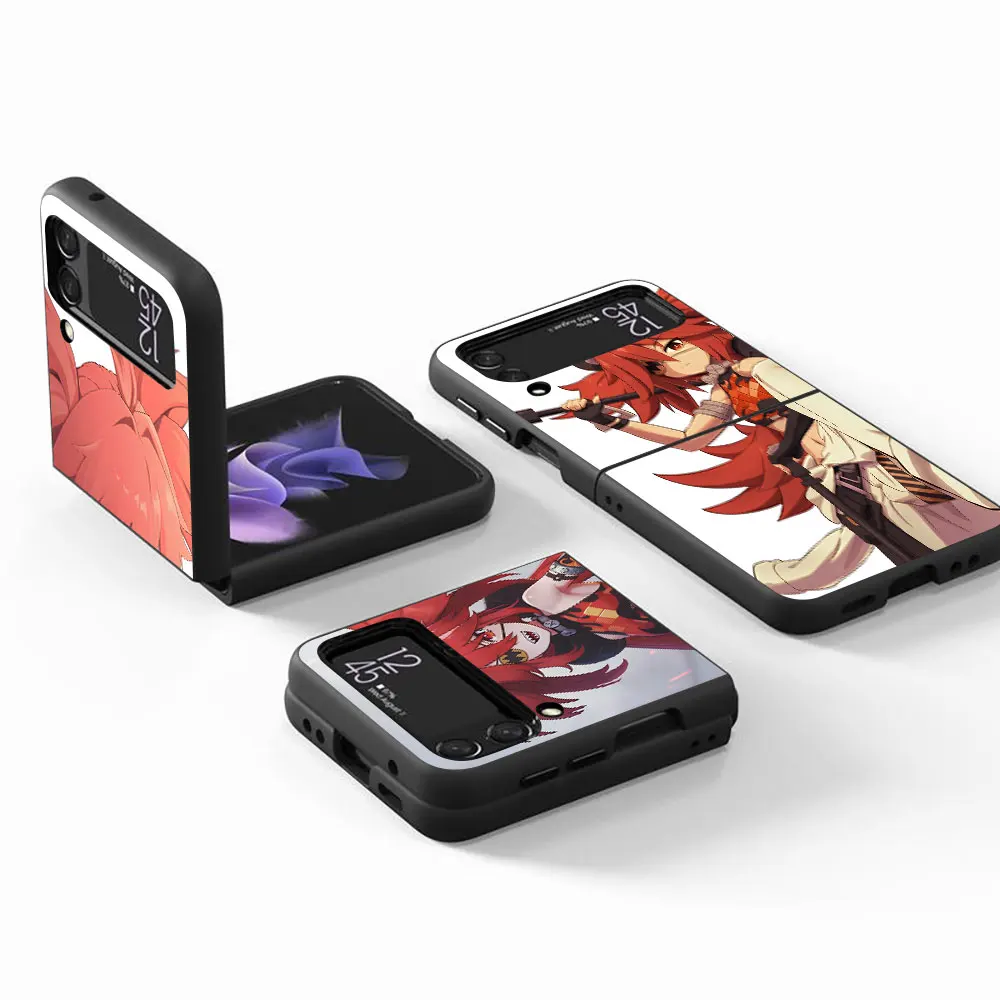Игровой чехол Koleda Belobog ZZZ для Samsung Galaxy Z Flip 4 3 5G жесткий черный мобильного телефона