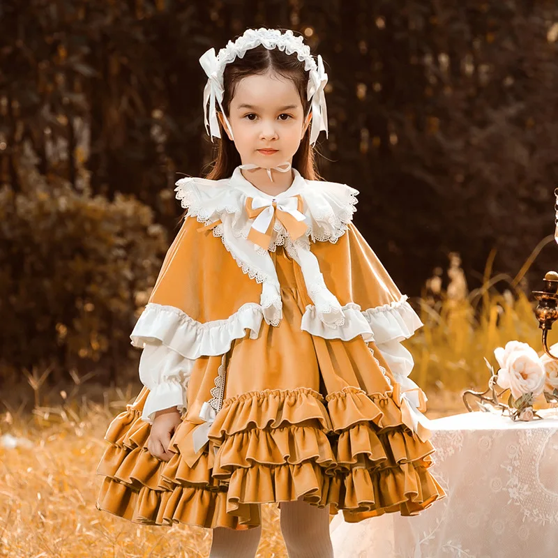

Girls' Lolita Princess Skirt Children's 3-10Y birthday gift cape + lolita skirt 2PCS set 2023