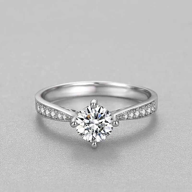 

Free Shipping 925 Sterling Silver Plated Platinum Four Claw Lovers Women's Moissanite Diamond Ring 1 Carat Lovers' Proposal Gift