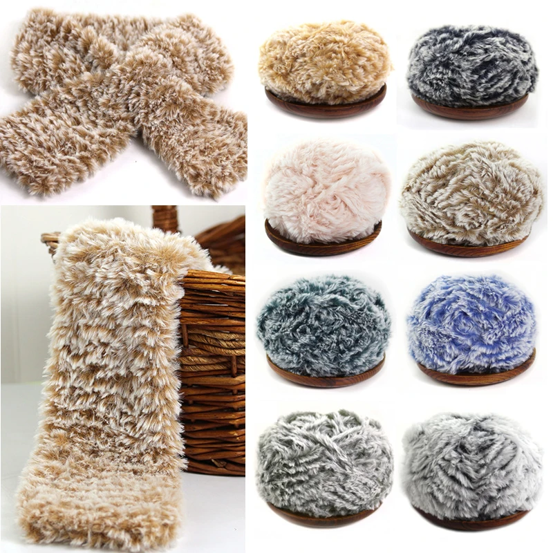 30 Colors Plush Imitation Mink Wool Yarn DIY Hand Knitting Faux Fur Thread Crochet Sweater Hat Bag Blanket Scarves Material