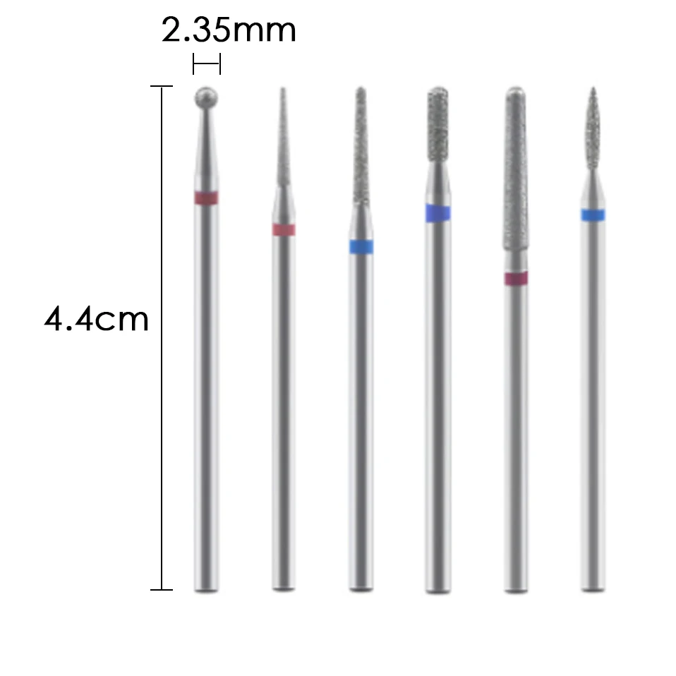 7PCS/Set Diamond Nail Drill Bit For Manicure Pedicure E-File Accessories Polishing 2.35mm Milling Cutter