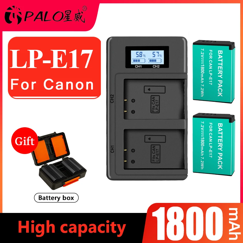 

LPE17 LP E17 LP-E17 Camera Battery+LCD smart Charger+ storage box For Canon EOS 200D M3 M6 750D 760D T6i T6s 800D 8000D Kiss X8i