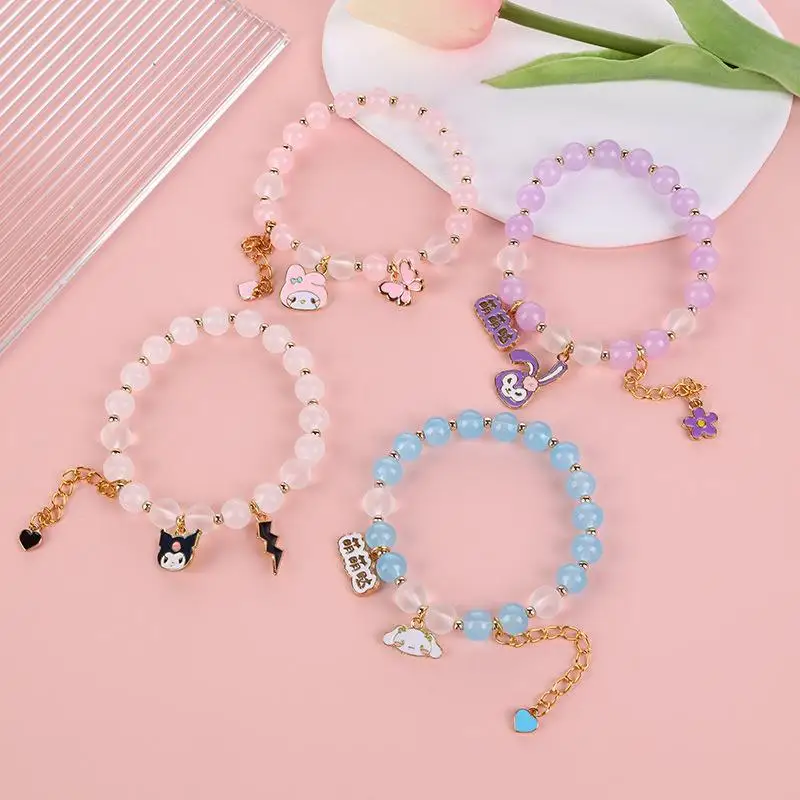 

Cartoon Sanrio Kuromi Cinnamoroll Mymelody Bracelet Kawaii Cute Beaded Splice Bracelet Accessories Girl Couple Birthday Gift Toy