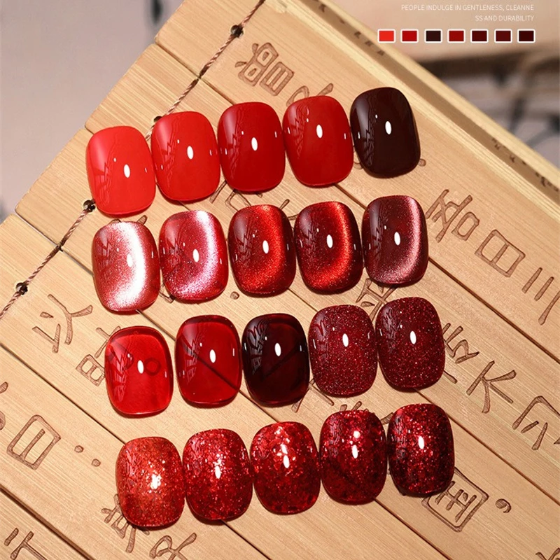 Винно-красный блестящий гель-лак для ногтей