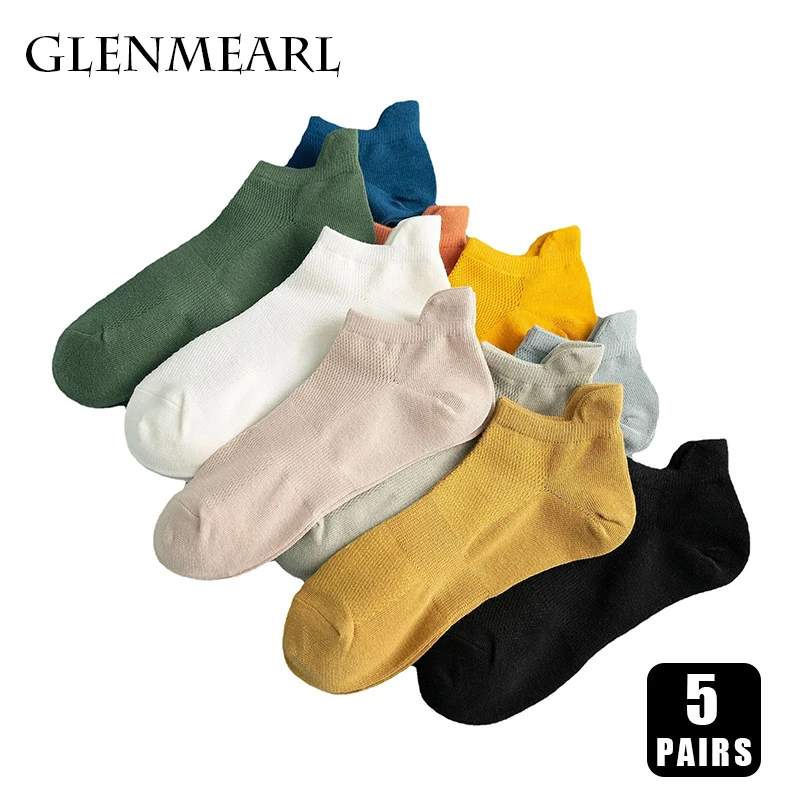 

5 Pairs Men Cotton Short Socks Mesh Breathable Crew Ankle Casual Comfortable High Quality Fashion Summer Low-Cut Sock for Male