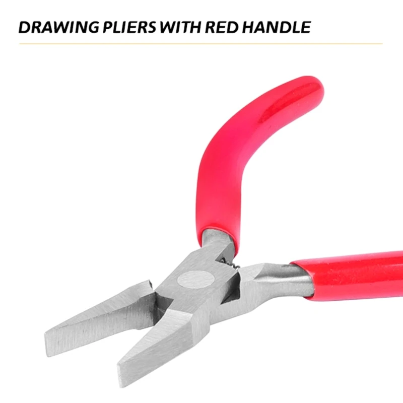 

Spring Steel Wire Drawing Pliers Wire Drawplate Flat Nose Jewelry Tools Red Handle for Jewelry Repair Nose Pliers DIY Drop ship